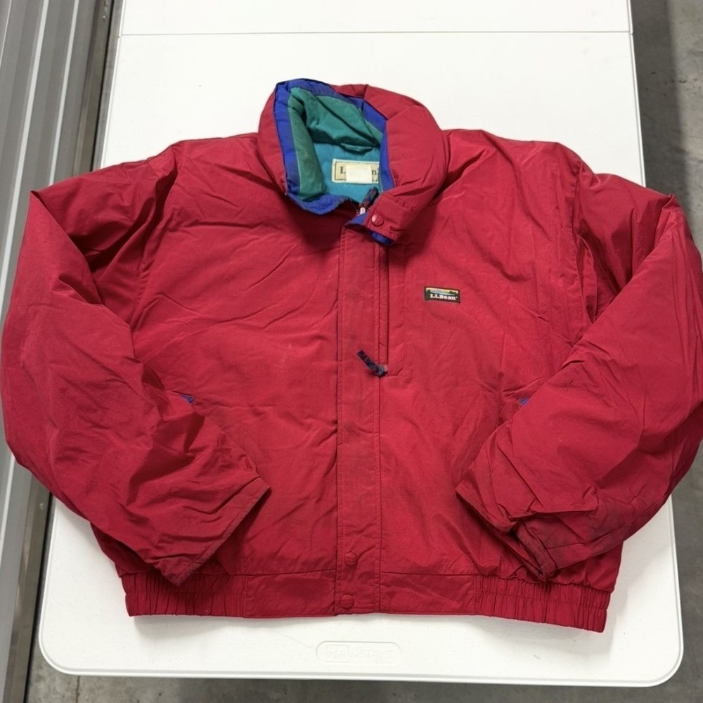 L.L. Bean Bomber Jacket Mens XL Red Good Vintage Fleece Lined Gorpcore Zip Up